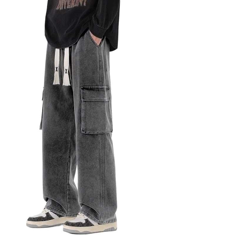 グレー パンツ ワイド カーゴパンツ ゆったり多機能
