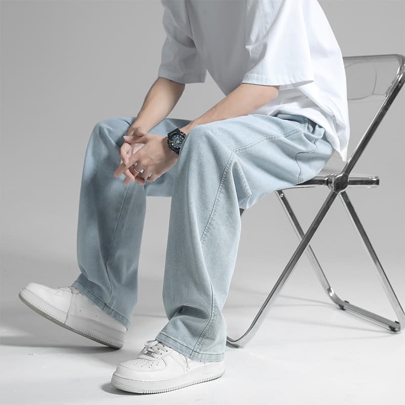 グレー パンツ リラックス ゆったりデニム