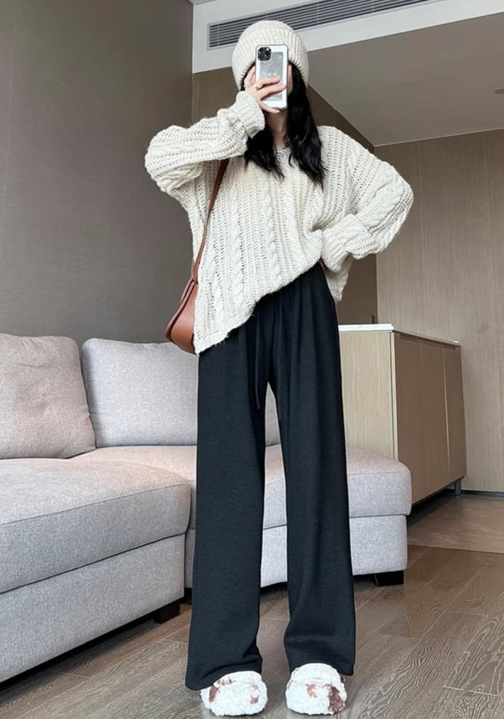 グレー パンツ スポーティールーズスウェットパンツ