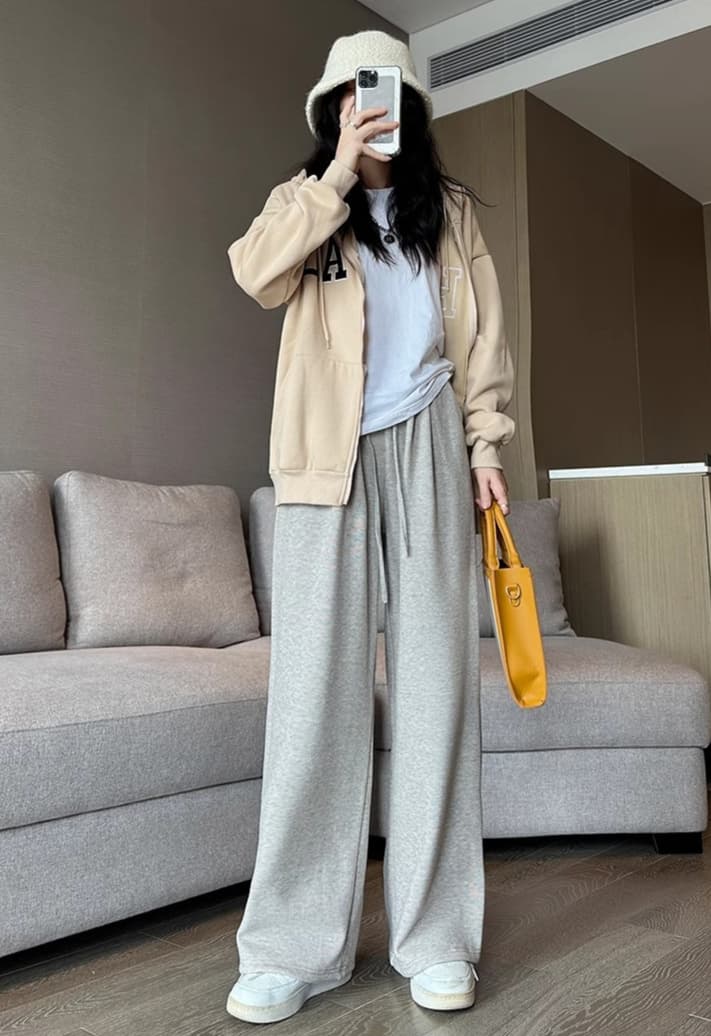 グレー パンツ スポーティールーズスウェットパンツ
