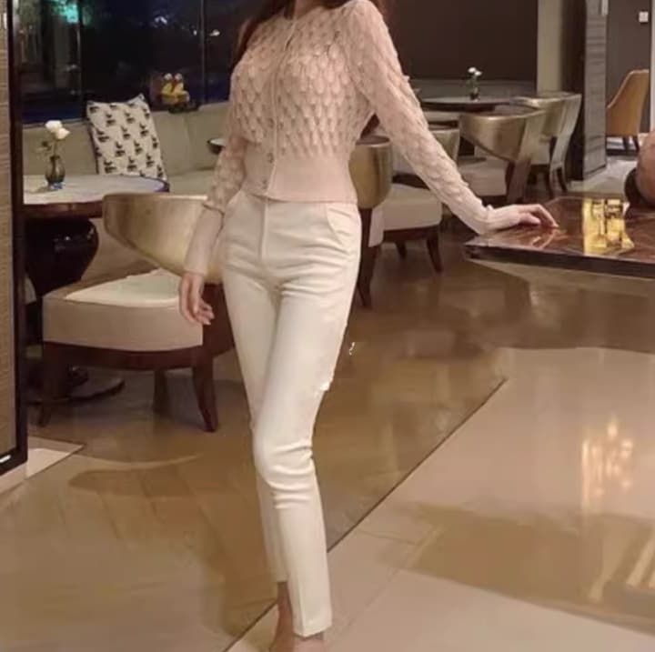 グレー パンツ 美シルエット ハイウエストパンツ