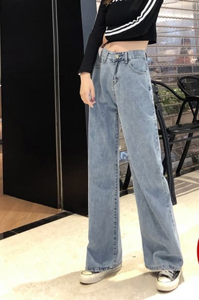 グレー パンツ デニムワイドルーズパンツ