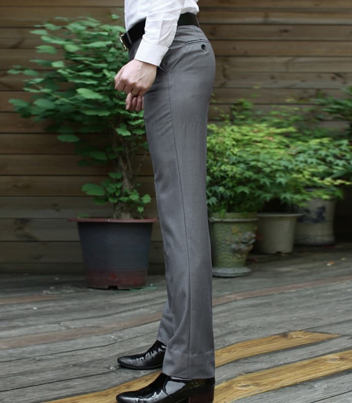 グレー パンツ 究極の美シルエット スラックス
