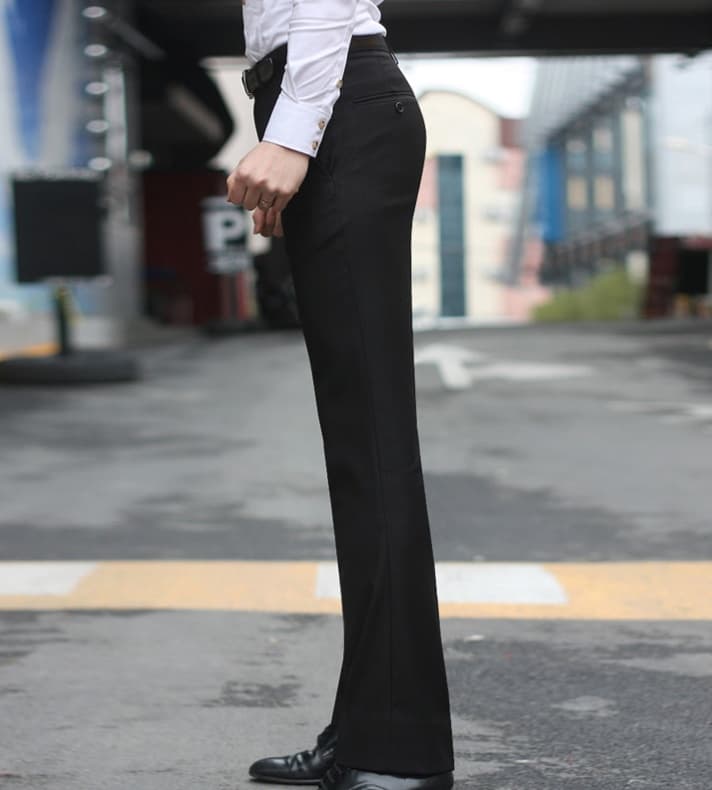 グレー パンツ 究極の美シルエット スラックス