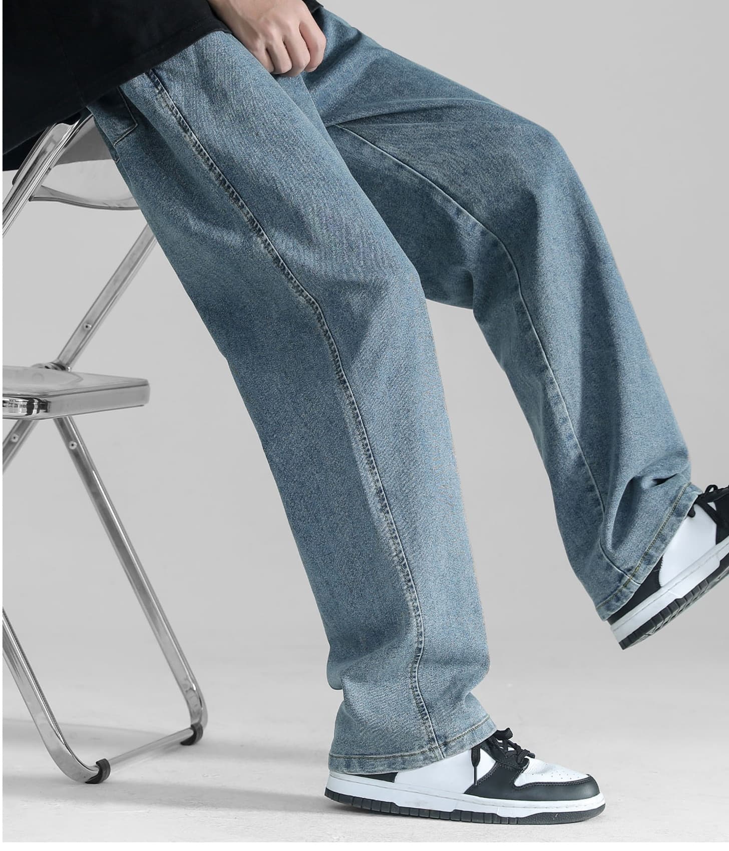 グレー パンツ リラックス ゆったりデニム