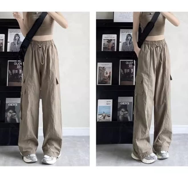 グレー パンツ ゆったりシルエットカーゴパンツ