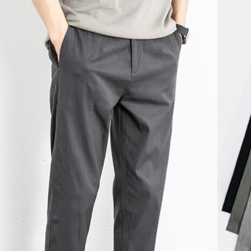 グレー パンツ シンプル美脚テーパードパンツ