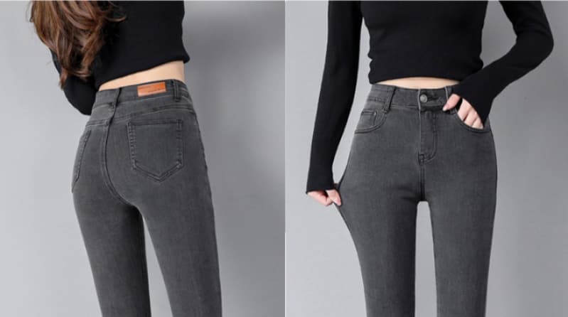 グレー パンツ スキニーパンツ すっきり美脚ハイウエストスキニーパンツ