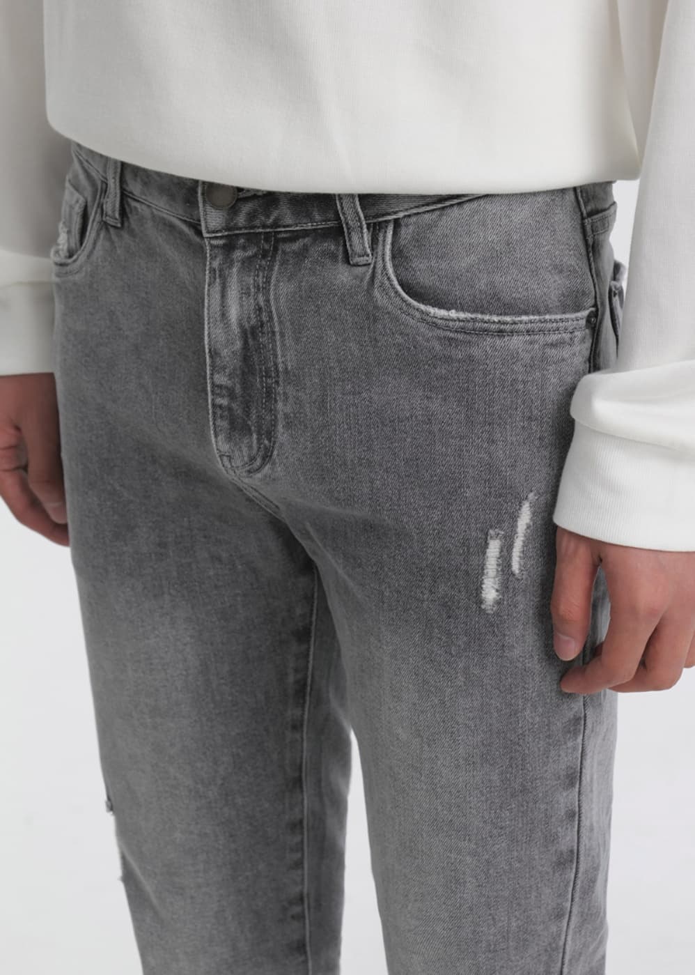 グレー パンツ スキニーパンツ 細身シルエット 上質デニムパンツ