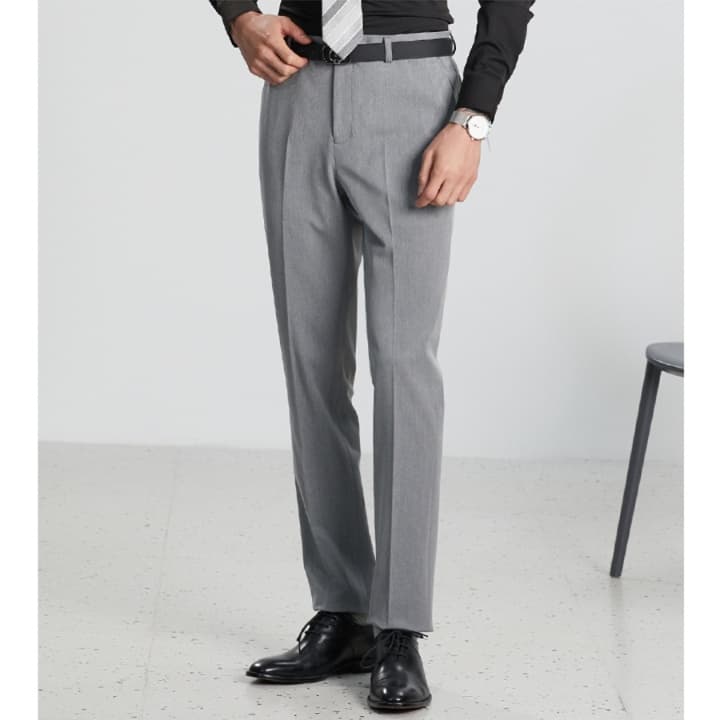グレー パンツ テーパードパンツ ビジネス向け上質テーパードスラックス