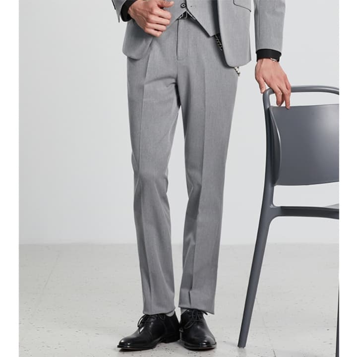 グレー パンツ テーパードパンツ ビジネス向け上質テーパードスラックス