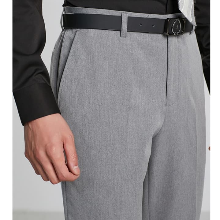 グレー パンツ テーパードパンツ ビジネス向け上質テーパードスラックス