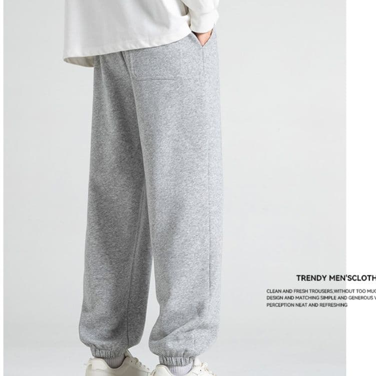 グレー パンツ グレー パンツ シンプル裾リブスウェットパンツ