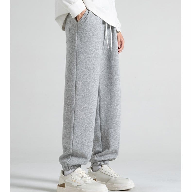 グレー パンツ グレー パンツ シンプル裾リブスウェットパンツ