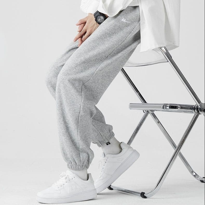 グレー パンツ グレー パンツ シンプル裾リブスウェットパンツ