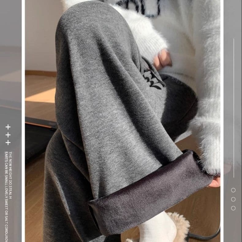 グレー パンツ グレー パンツ 緩やかシルエット針織ワイドパンツ