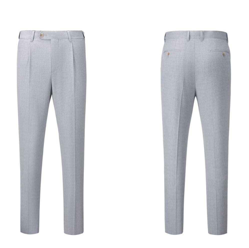 グレー パンツ  ストレッチ機能美シルエットスラックス
