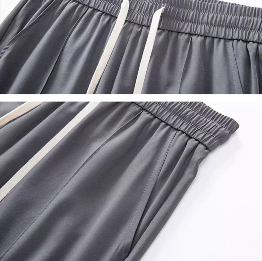 グレー パンツ ゆったりワイドシルエットパンツ