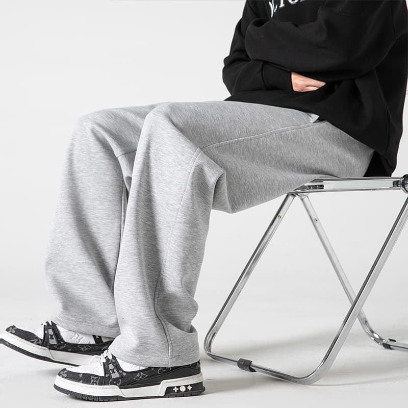 グレー パンツ リラックス ワイドスラックス
