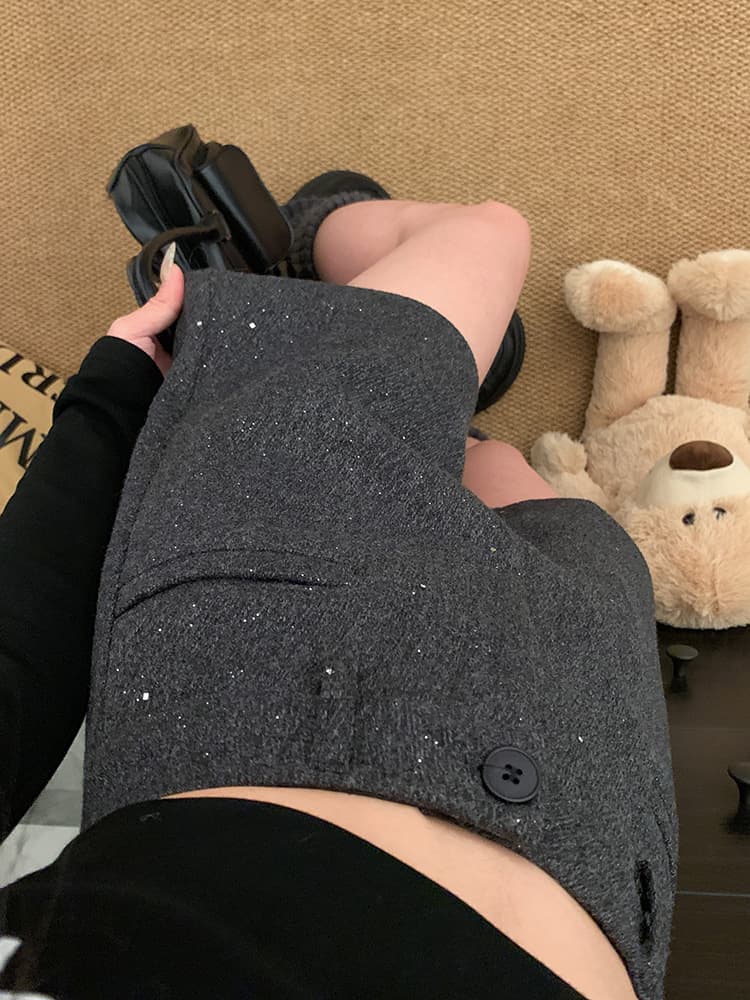 グレー パンツ きらめきウール ショートパンツ