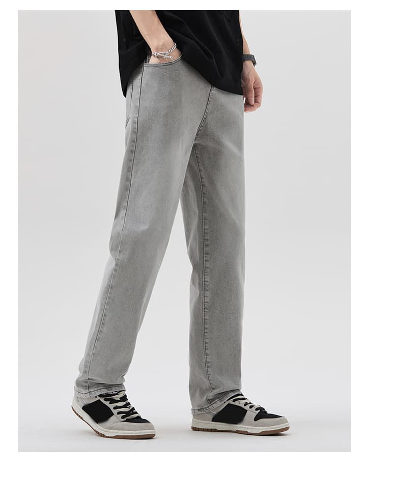 グレー パンツ ストレートシルエット ゆったりデニム