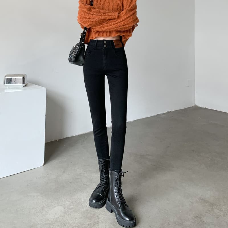 グレー パンツ ハイウエスト 美脚スキニーパンツ