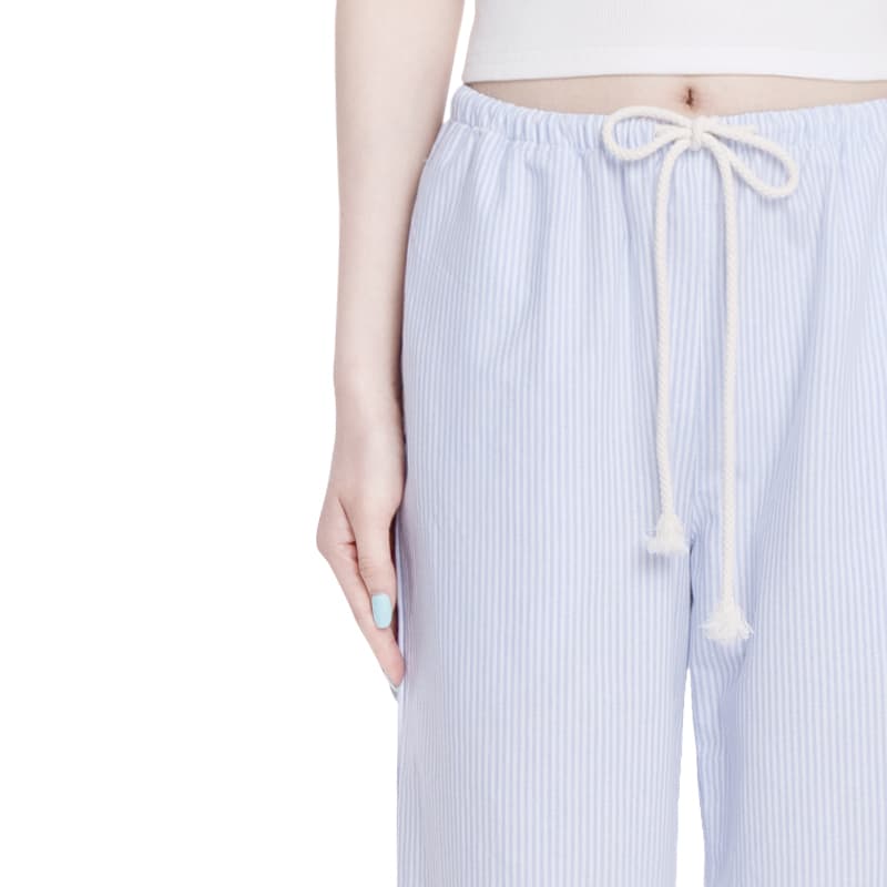 パンツ ゆったりストライプワイドパンツ