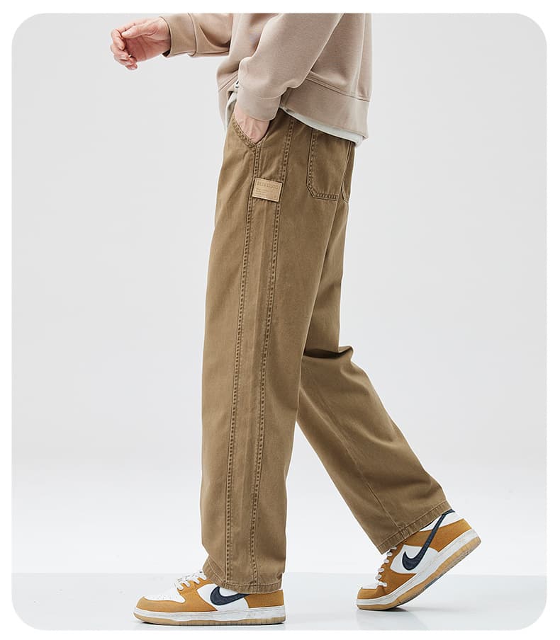 グレー パンツ リラックスストレートデニムパンツ