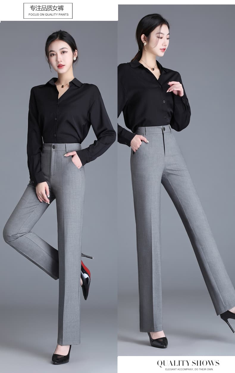 グレー パンツ 美シルエット ストレートスラックス