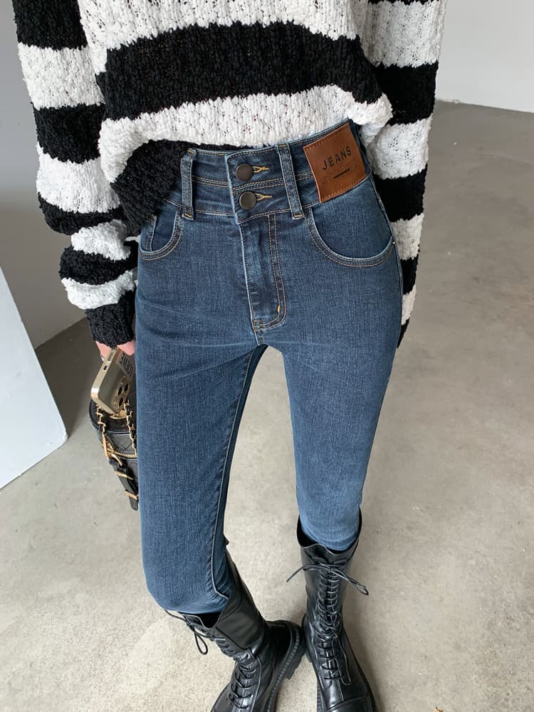 グレー パンツ ハイウエスト 美脚スキニーパンツ