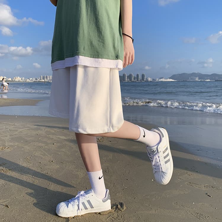 グレー パンツ メンズ グレー ショートパンツ ゆったり ワイドパンツ 夏物