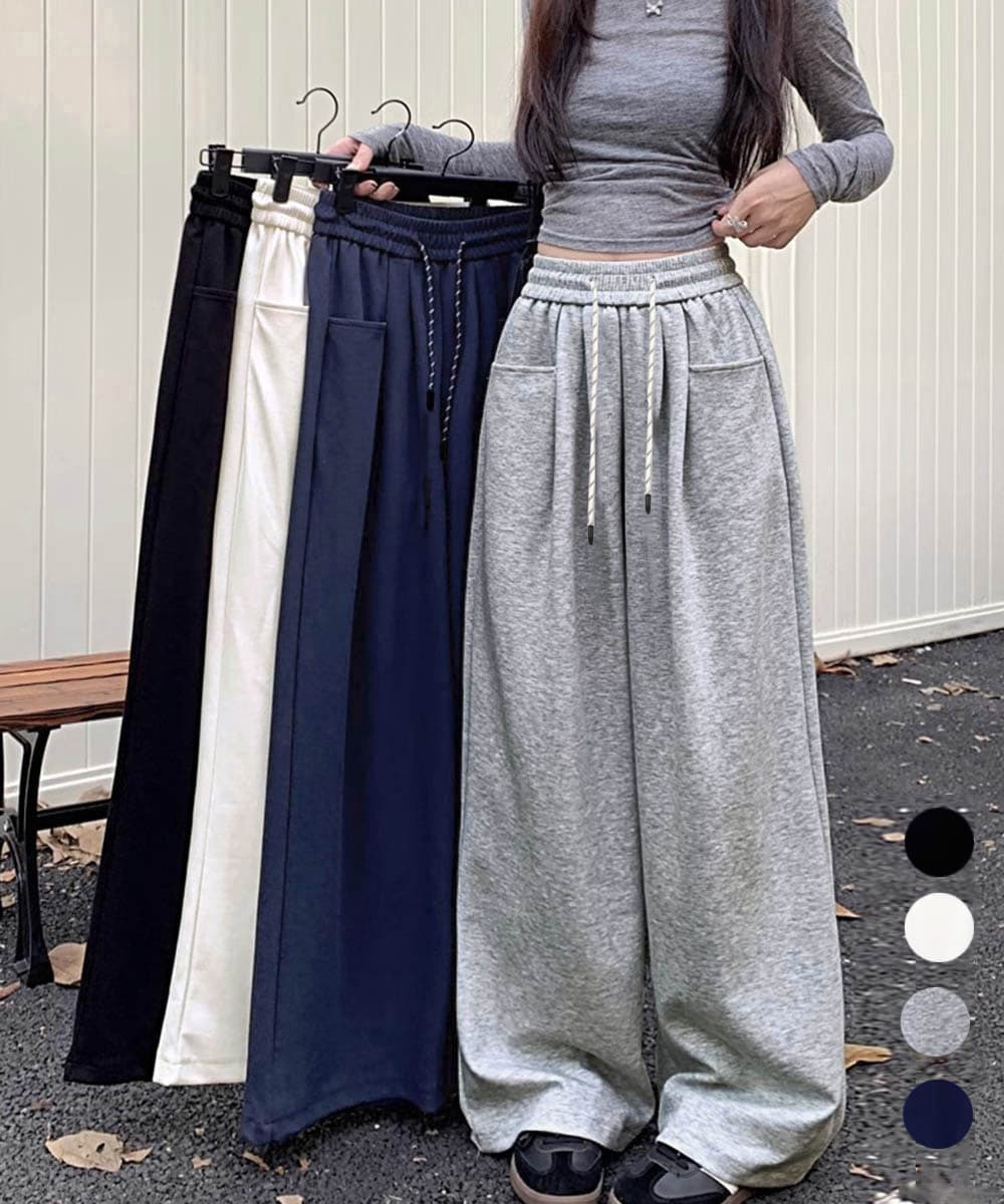 グレー パンツ ワイド スウェット パンツ グレー ゆったりシルエット