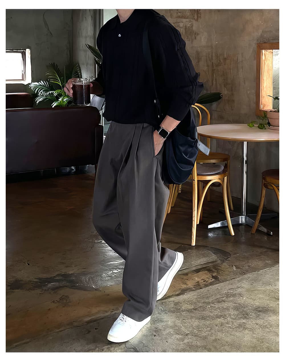 グレー パンツ ゆとりある大人の上質タックパンツ