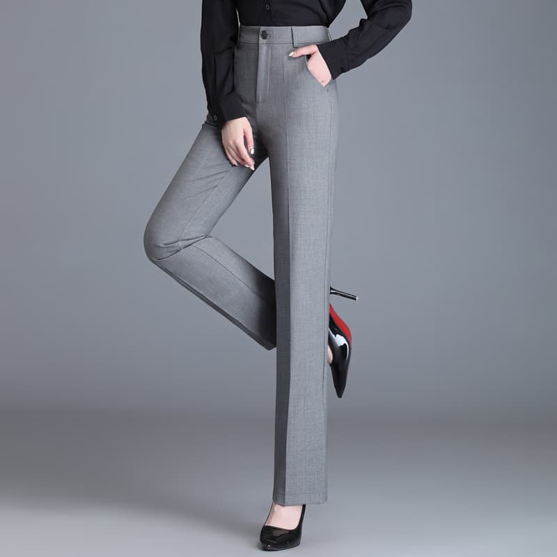 グレー パンツ 美シルエット ストレートスラックス