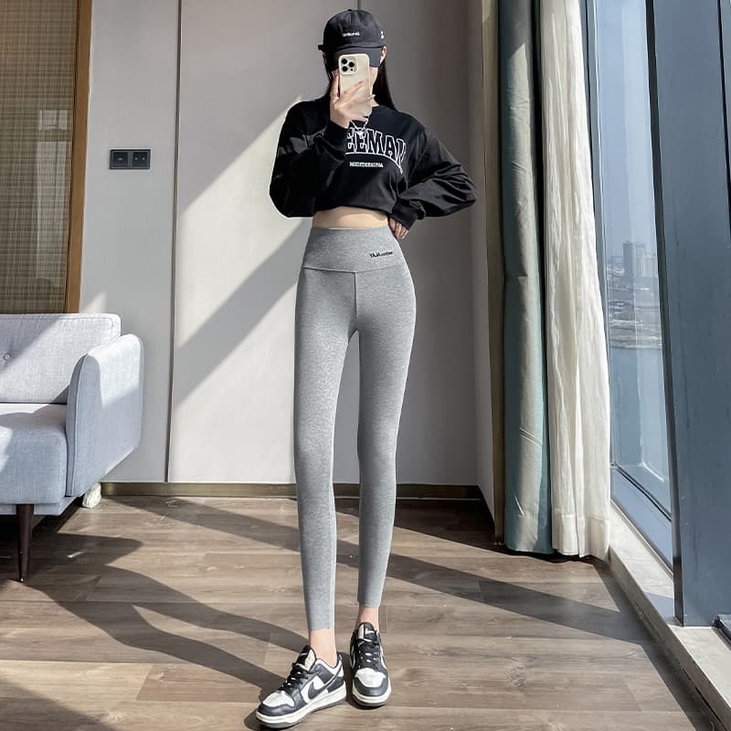 グレー パンツ  美脚効果抜群 ハイウエストスキニーパンツ
