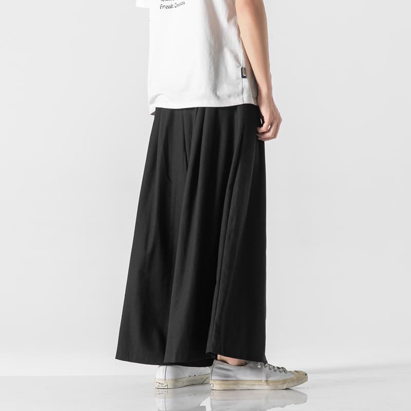 グレー パンツ やわらか素材のゆったりもんぺパンツ