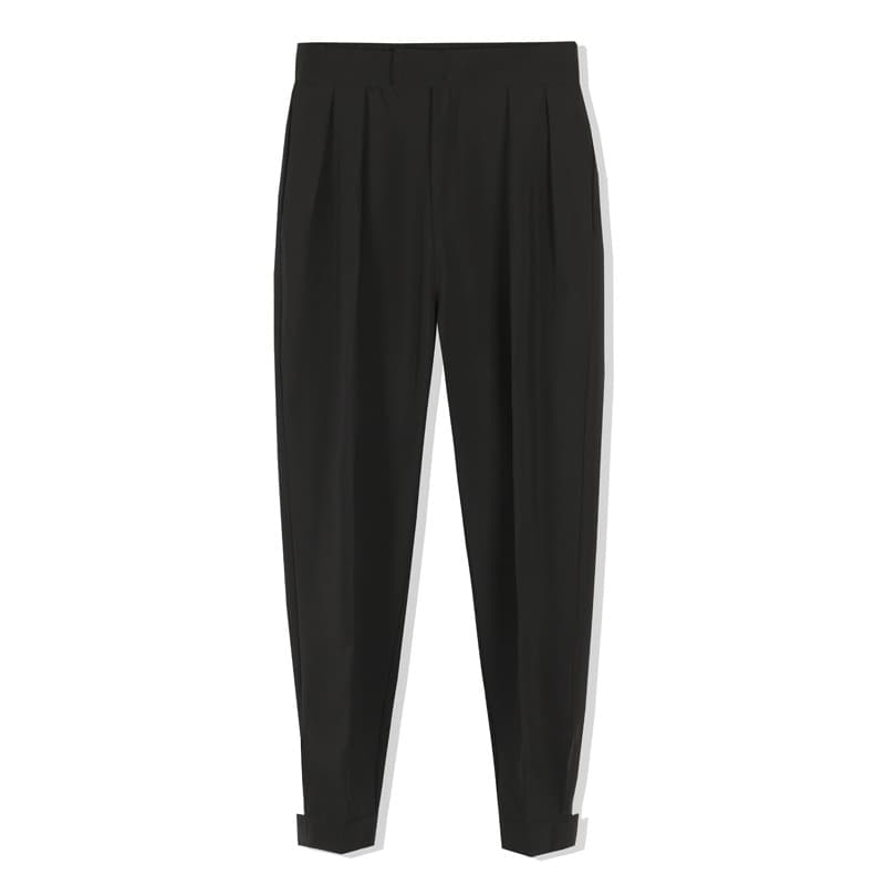 グレー パンツ テーパードシルエット ハイウエスト スラックス