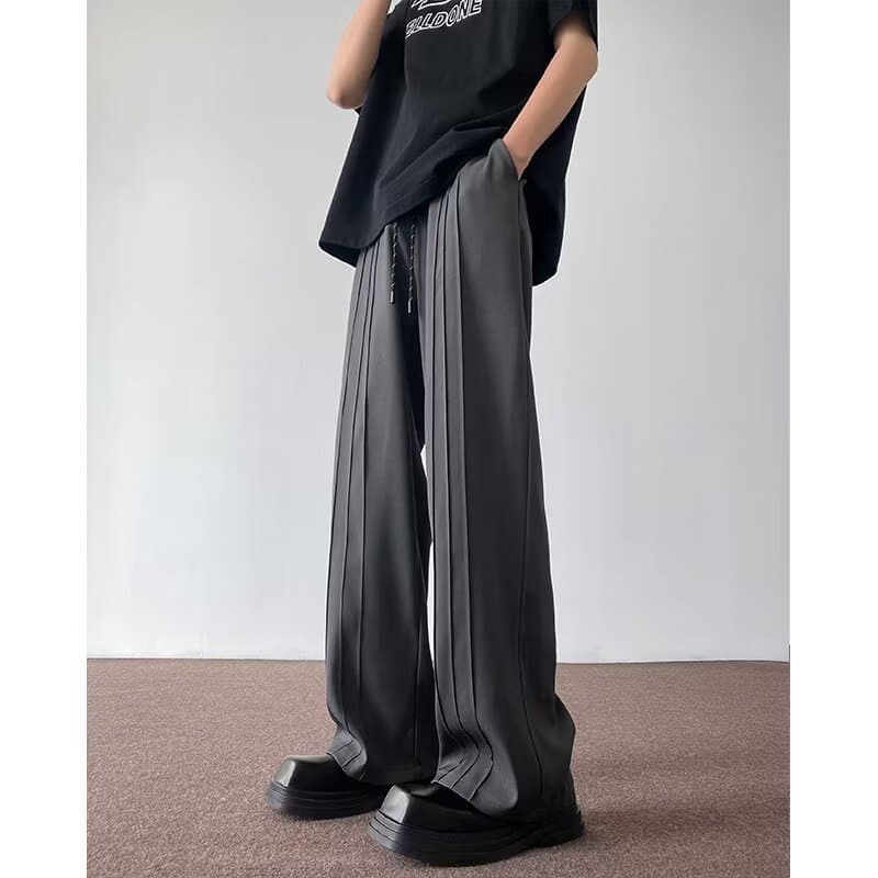 グレー パンツ 優雅なプリーツ デザイン パンツ
