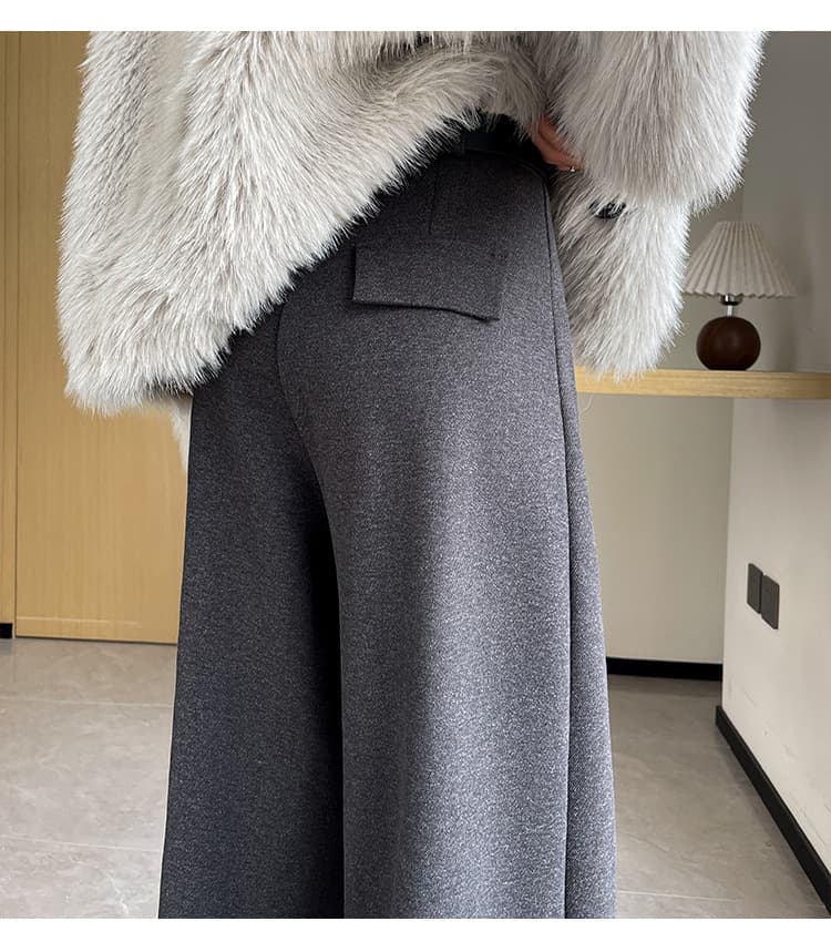グレー パンツ タック入り ワイドパンツ