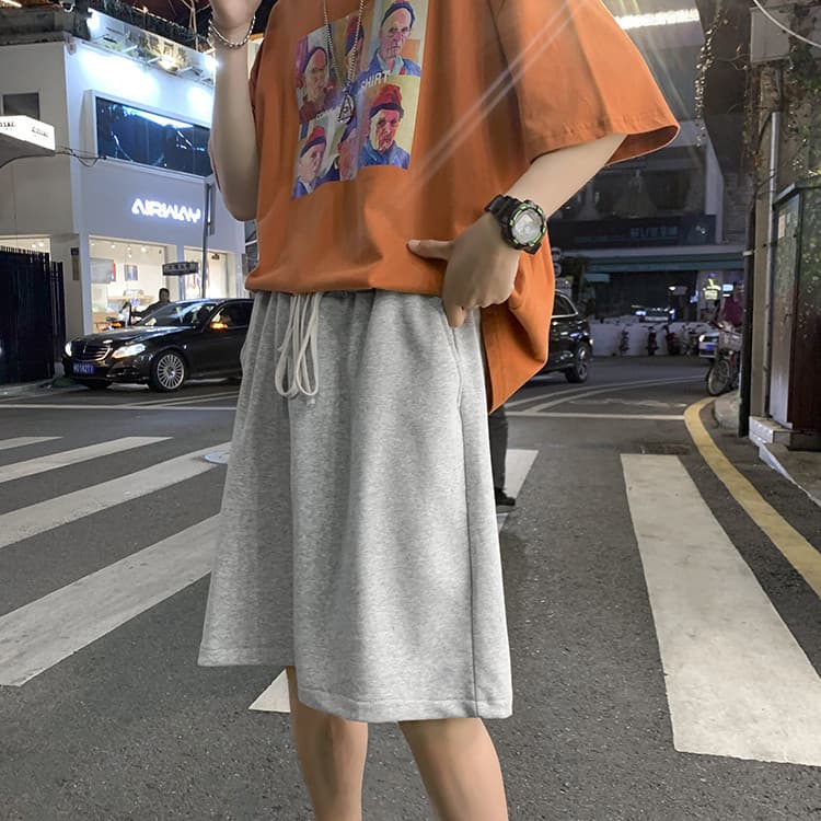 グレー パンツ メンズ グレー ショートパンツ ゆったり ワイドパンツ 夏物