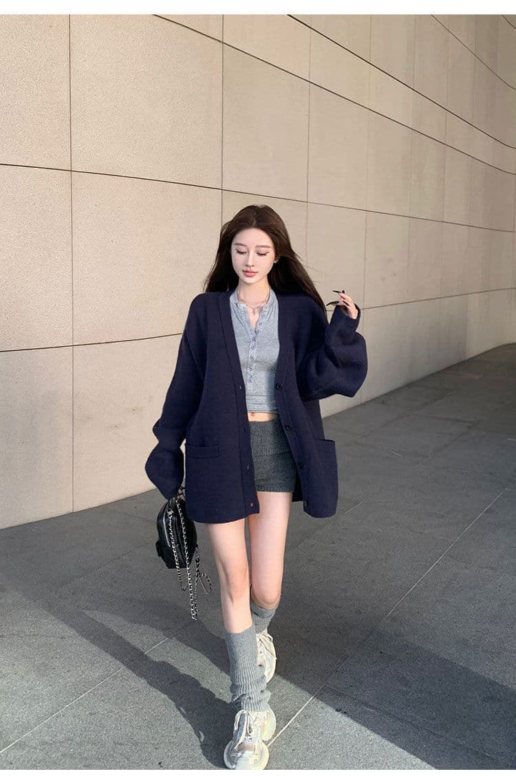 グレー パンツ モールニット リボン付き ゆるパンツ ショート