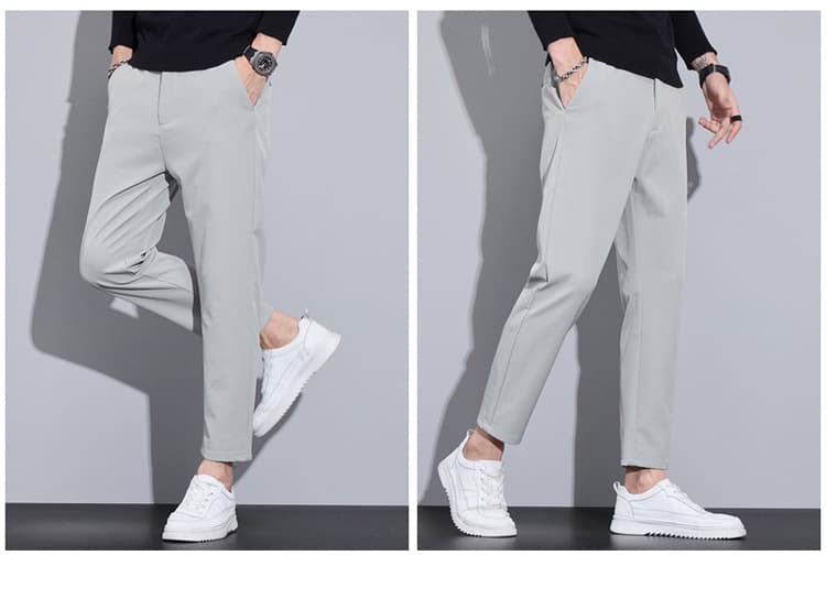 グレー パンツ 上質ストレッチ リラックススラックス
