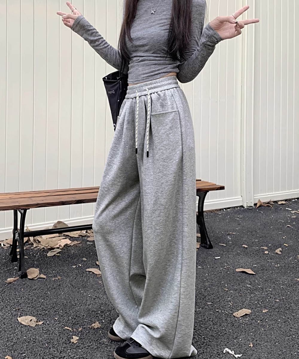 グレー パンツ ワイド スウェット パンツ グレー ゆったりシルエット