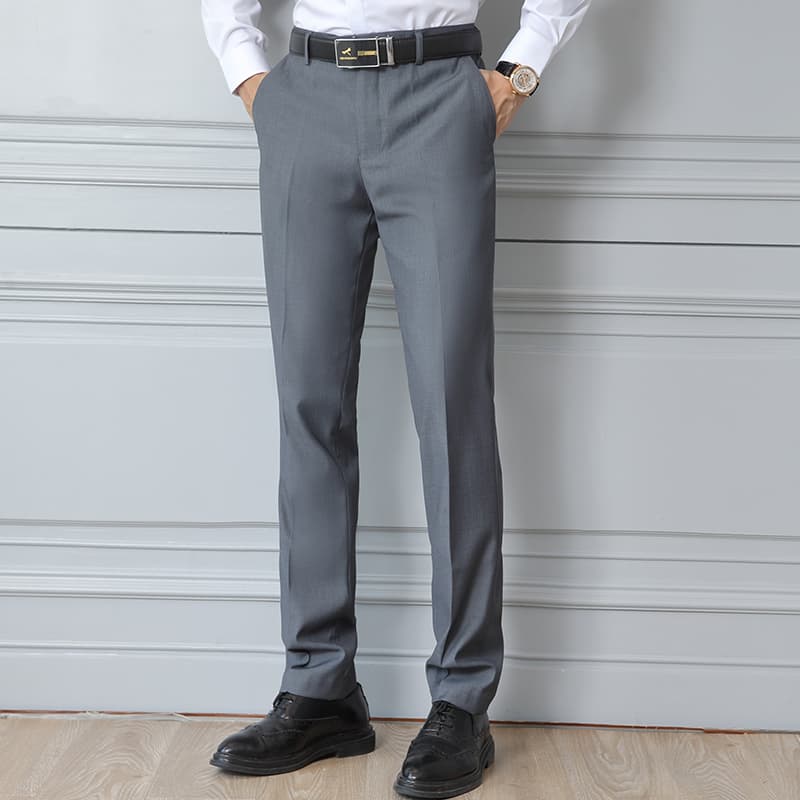グレー パンツ 洗練ストレートスラックス