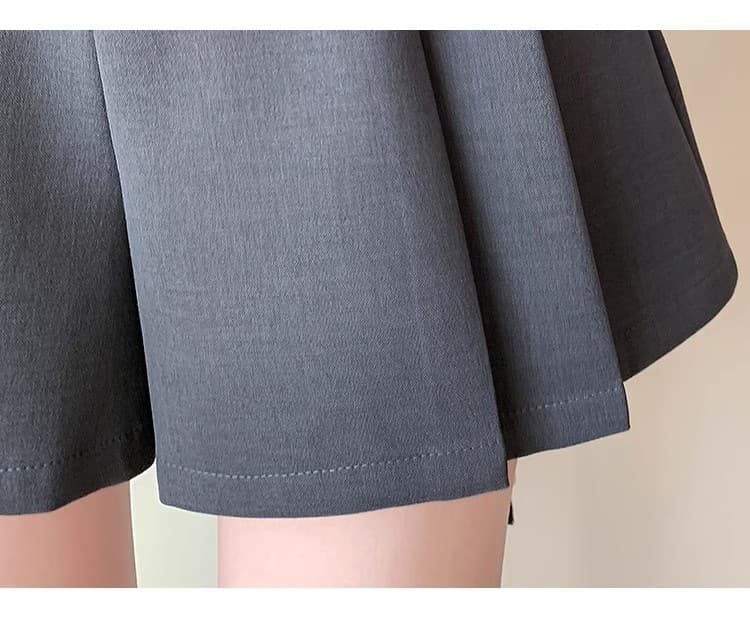 グレー パンツ プリーツ フレアキュロットパンツ