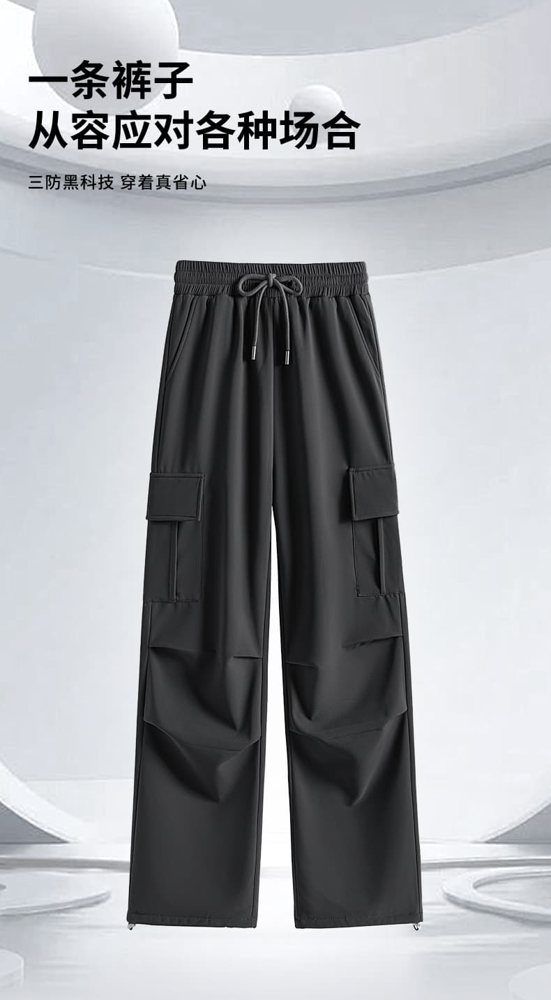 グレー パンツ ゆったりカーゴワイドパンツ