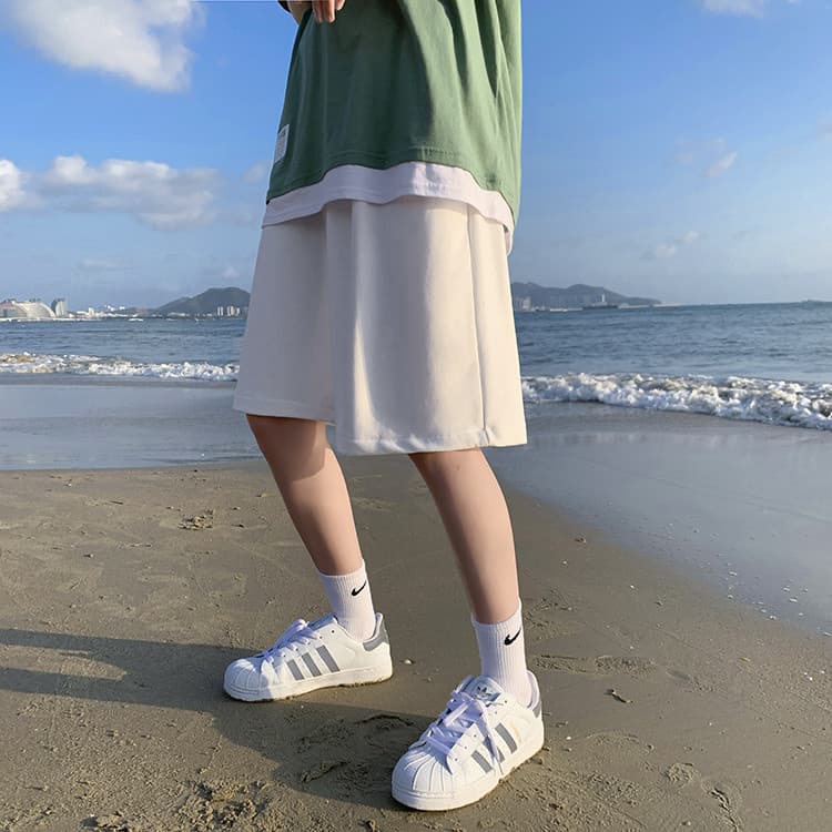 グレー パンツ メンズ グレー ショートパンツ ゆったり ワイドパンツ 夏物