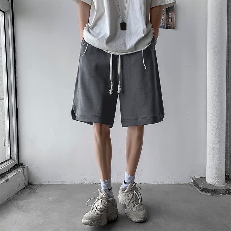 グレー パンツ 夏用薄手ゆったりワイドパンツ