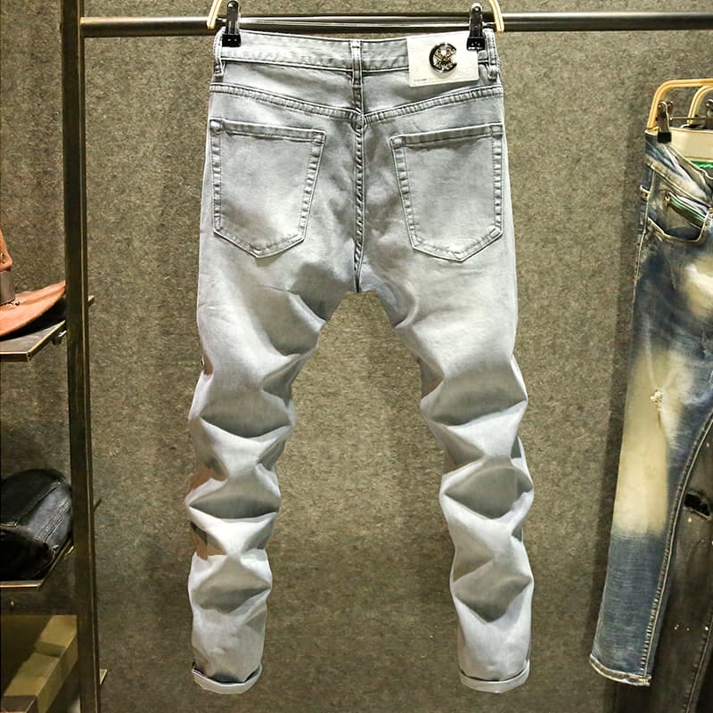 グレー パンツ 細身デザイン カジュアルデニムパンツ