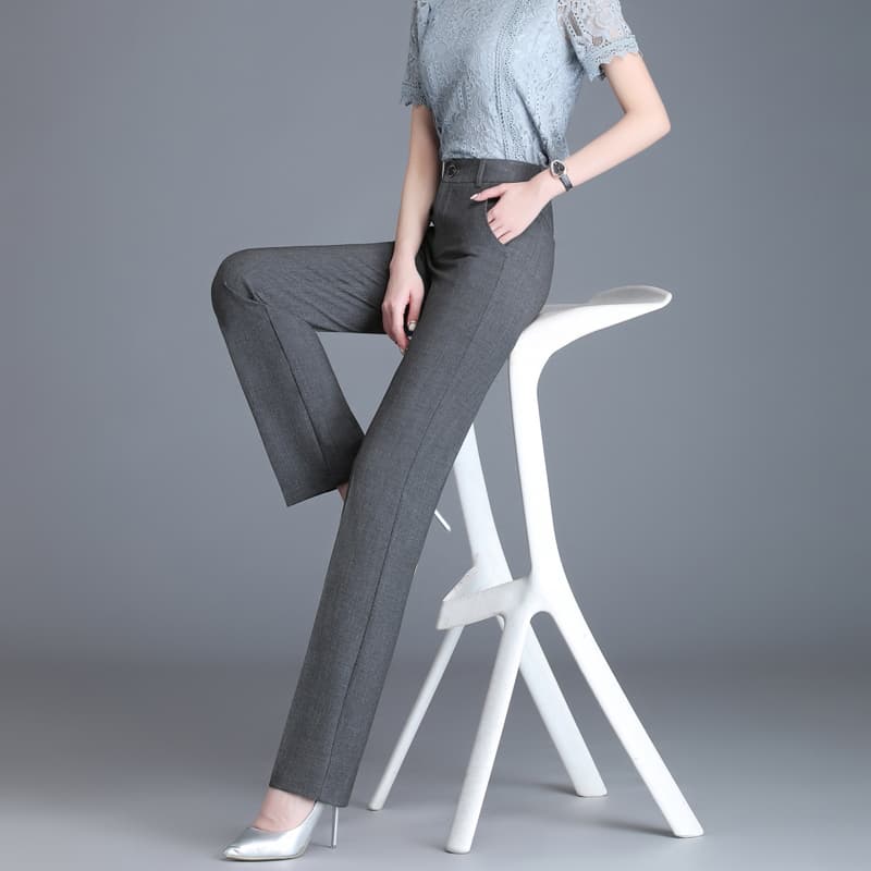 グレー パンツ 美シルエット ストレートスラックス